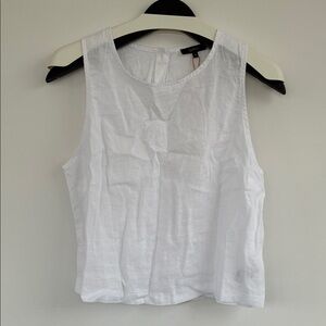 Quince 100% European White Linen Cropped Tank Top Sleeveless Medium